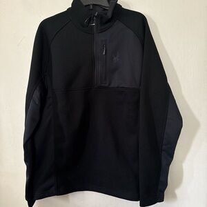 Spyder Jacket Adult XL Black 1/4 Zip Pullover Textured Lightweight Sweater Mens